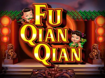 The slots game logo features a bold, stylized title ‘Fu Qian Qian’ in large yellow and red gradient letters with a shadow effect, centered on a background that suggests an Asian theme.
