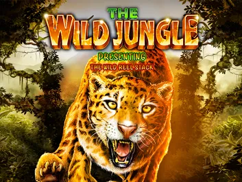 The image shows a promotional graphic for the online slot game "The Wild Jungle" available on Chumba Casino. The background features a dense jungle setting with lush green foliage and exotic plants. The title "The Wild Jungle" is prominently displayed in bold, green letters at the top of the image, complemented by a sense of adventure and exploration. The overall theme captures the untamed beauty and mystery of a tropical jungle environment, promising an exciting gaming experience.
