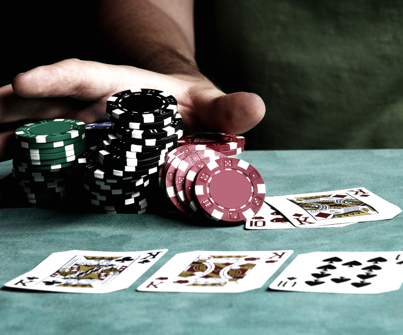 Poker chips on table