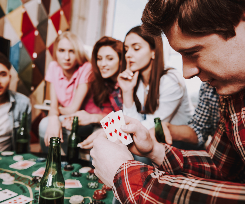 Group of friends playing poker