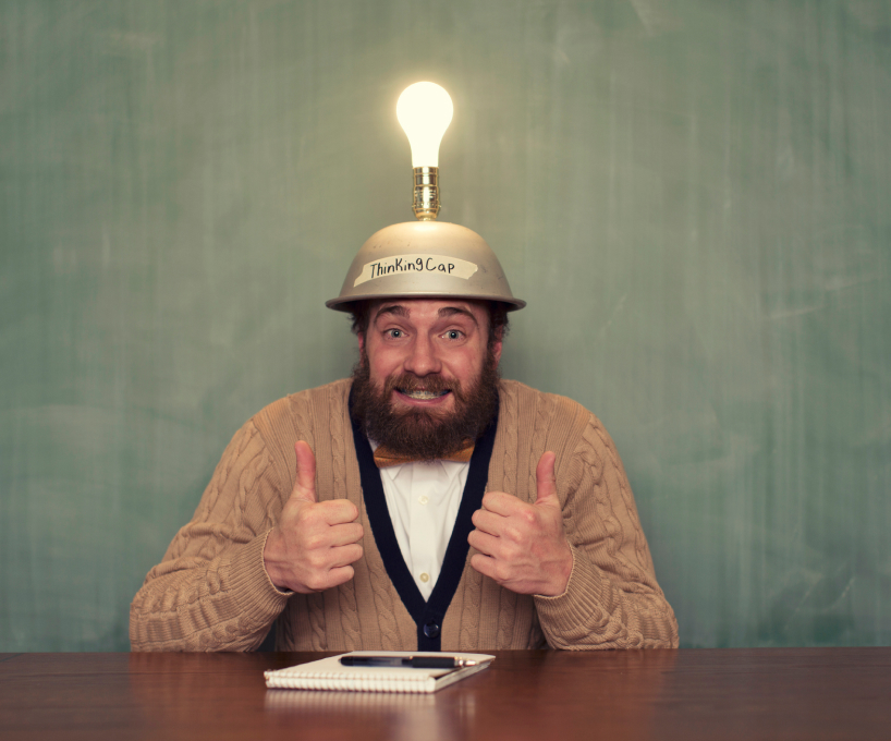 Man wearing thinking cap