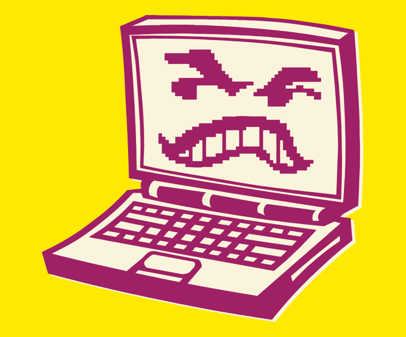 Online scam illustration of laptop