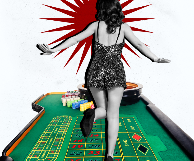 Woman dancing on casino table 