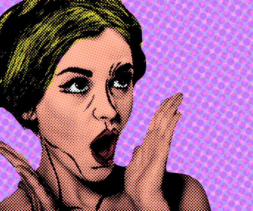 Woman shocked pop art illustration 