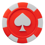 Red poker chip with white accents