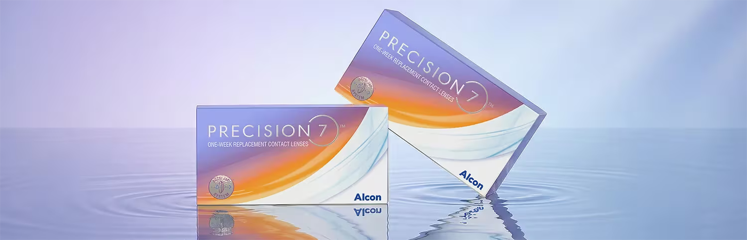 Two boxes of PRECISION7 One Week Replacement Contact Lenses