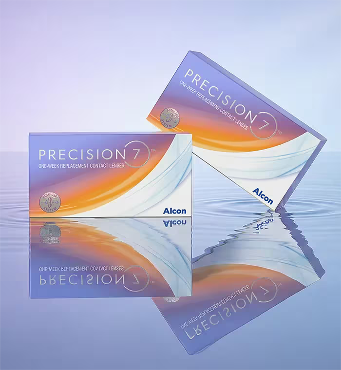 Two boxes of PRECISION7 One Week Replacement Contact Lenses