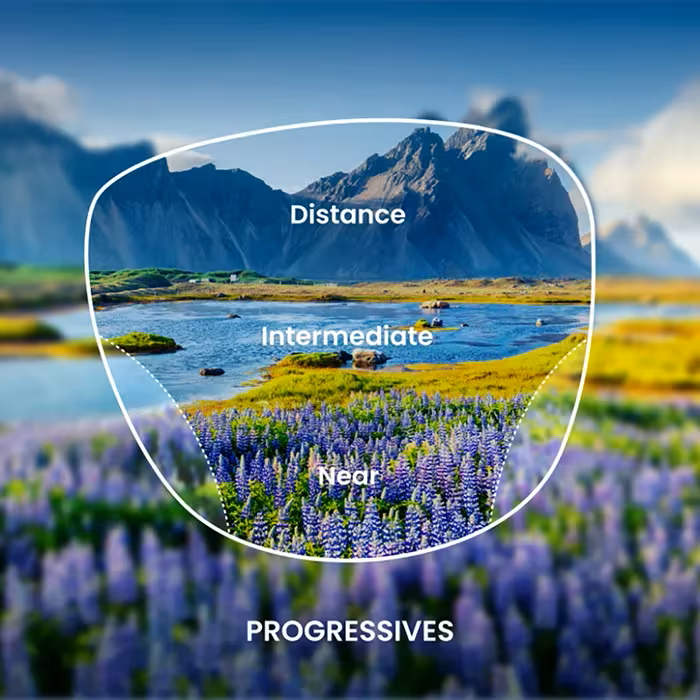 View through a progressive lens for different distances