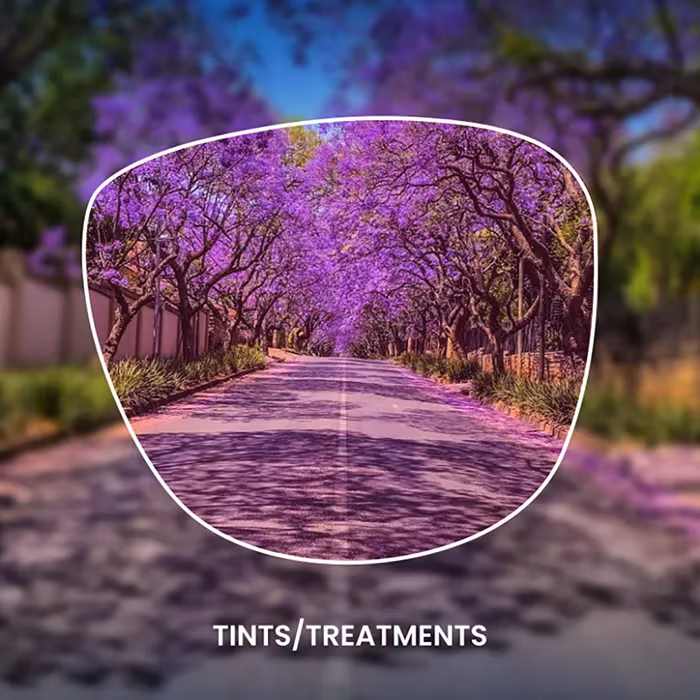 View through a lens with tints or treatments