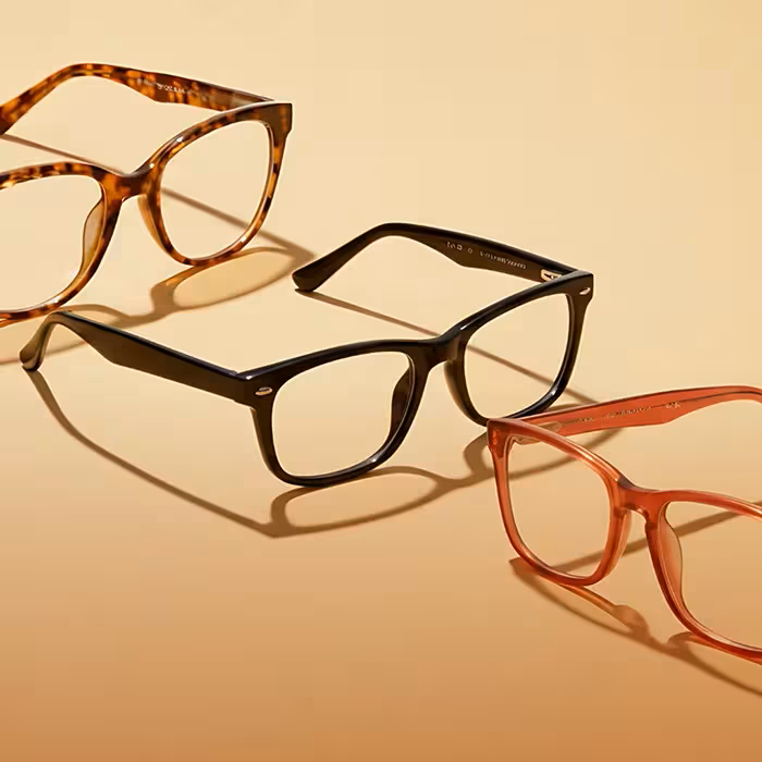 Row of eyeglass frames available
