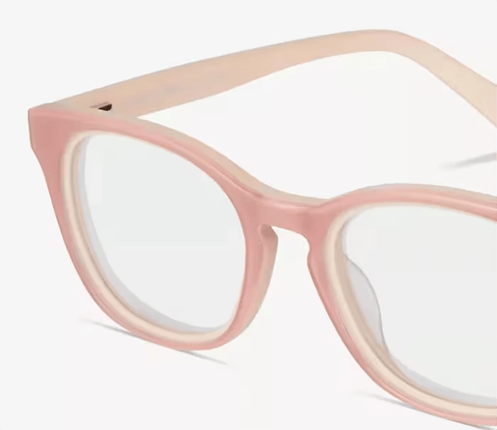 Close-up of pink crystal oval frames