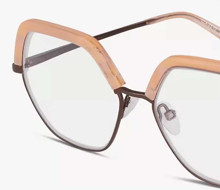 Close-up of brown geometric frames