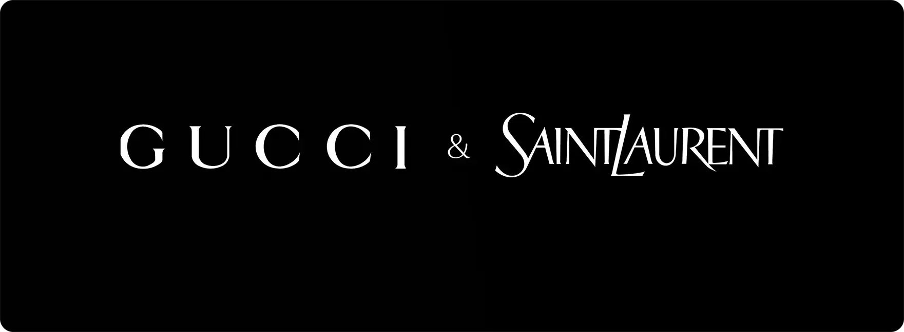 Banner featuring Gucci and Saint Laurent eyewear styles for landing page promotion