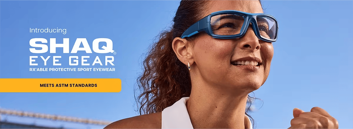Woman wearing Shaq Eye Gear protective sport eyewear