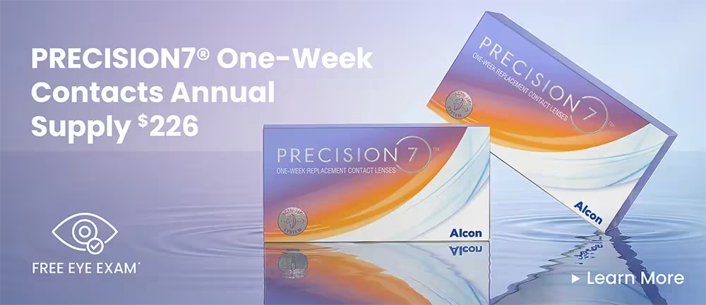 Two boxes of PRECISION7 One Week Replacement Contact Lenses