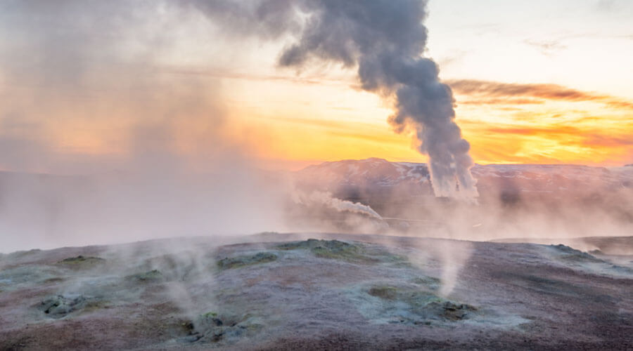 Steam emanating from a geyser