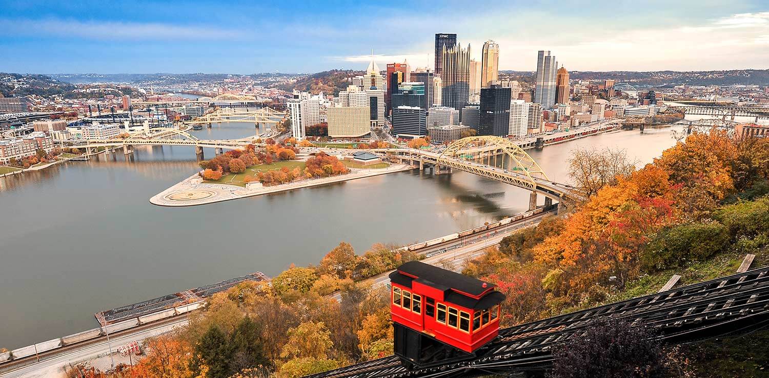 Pittsburgh skyline over the river