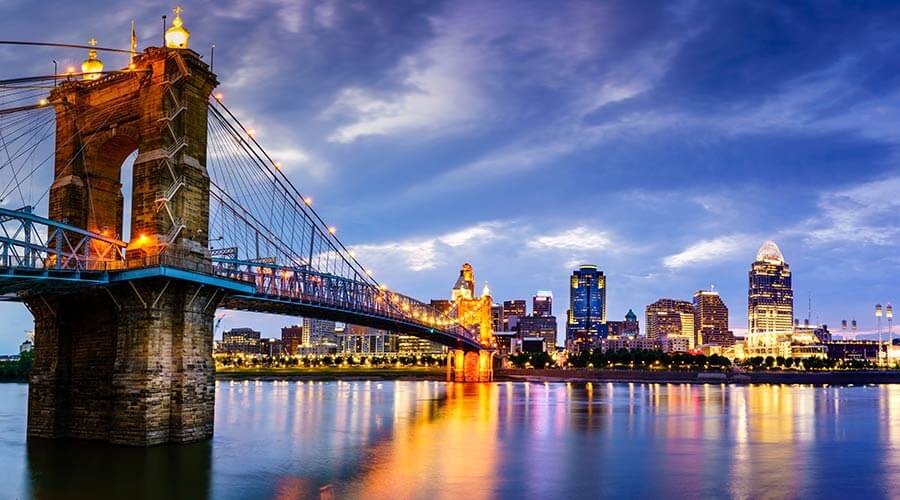 Cincinnati skyline across Ohio River
