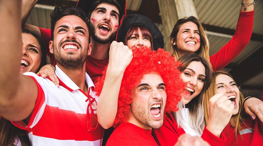 Cincinnati Reds fans cheering at Great American Ball Park