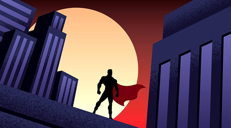 Superman watching over city