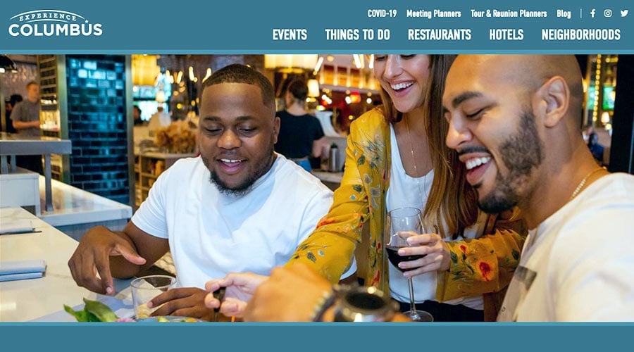 Columbus, Ohio, travel and tourism website homepage