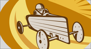 An illustration of a soap box derby car