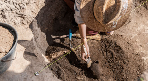 A archeologist at a dig