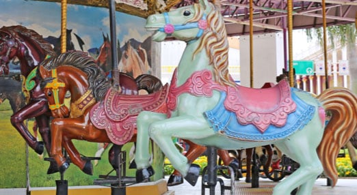 Sculpted horses on a carousel