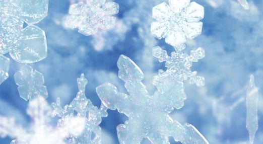 Colorful, blue snowflakes