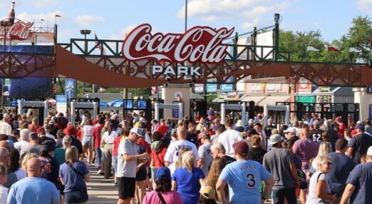 A crowd outside Coca-Cola Park