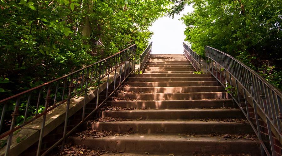 Stairs climbing an outdoor path in Pittsburgh