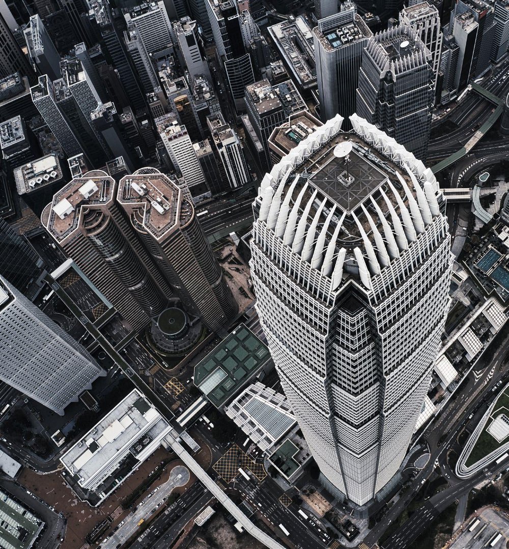 Aerial view of Hong Kong skyscraper