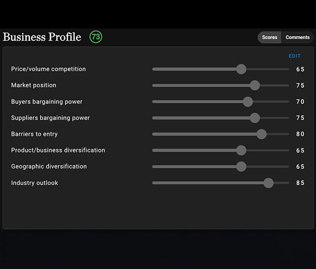 Credit risk model business profile