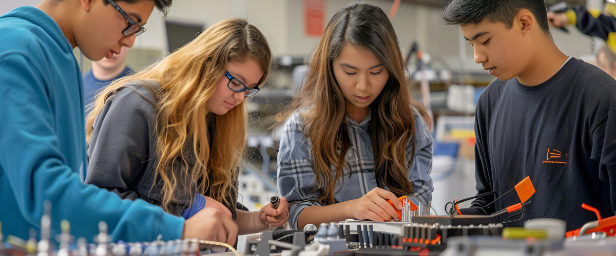 Students working on circuits