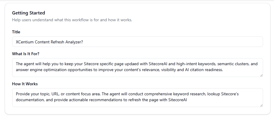 Image 2 Five Steps to build a custom Agent in Sitecore AI Agentic Studio