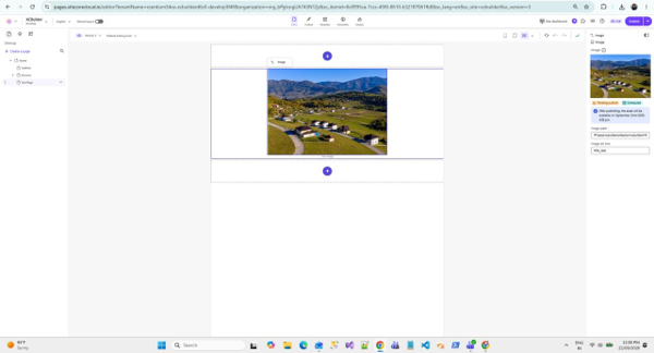 SitecoreAI Page builder showing scheduled media availability status for an image