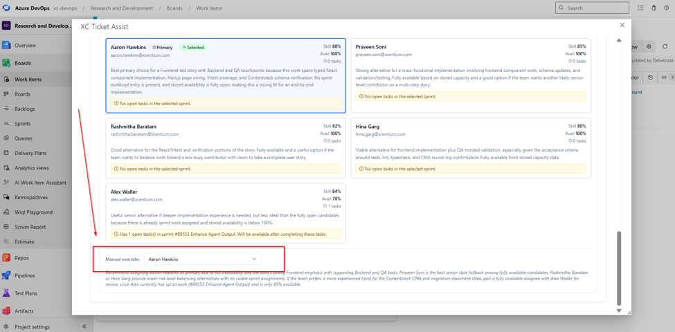 XC Ticket Assist Sync to ADO button