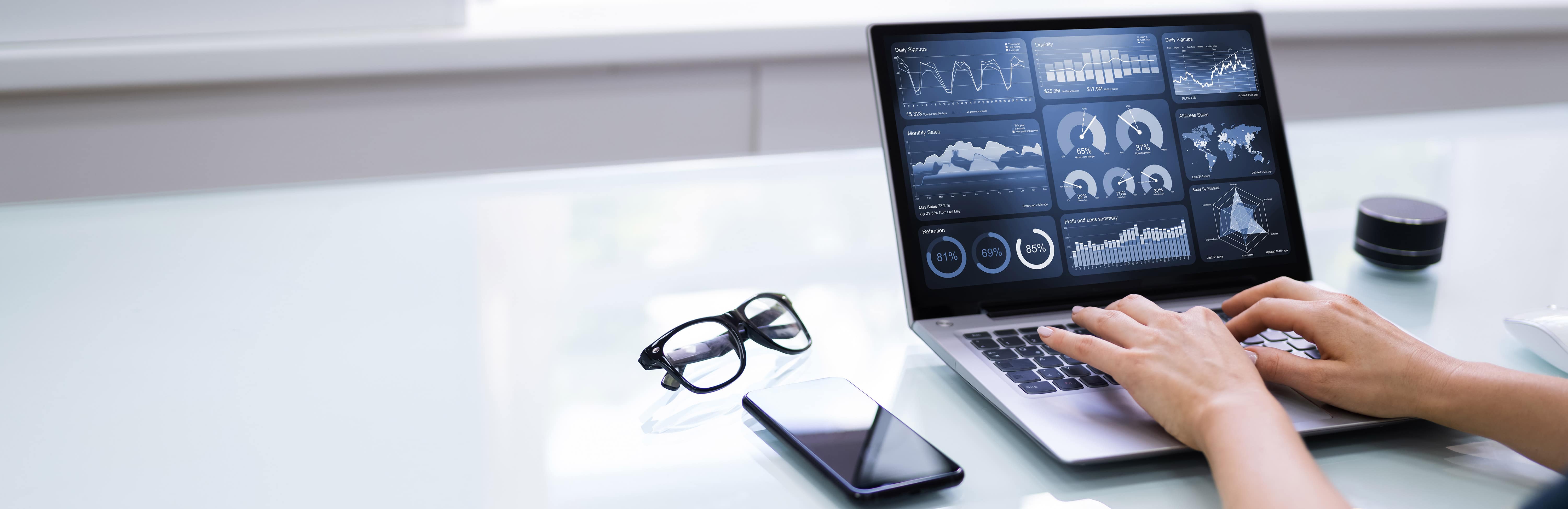 analytics shown in a laptop banner image
