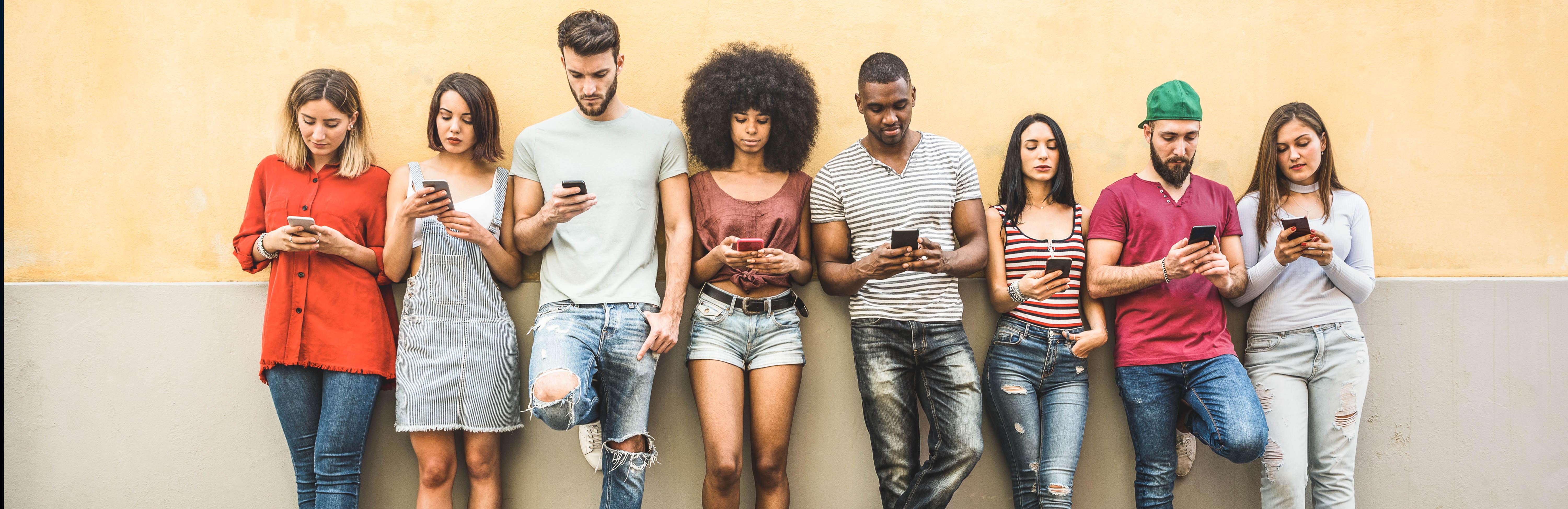 Group of people using mobile banner image