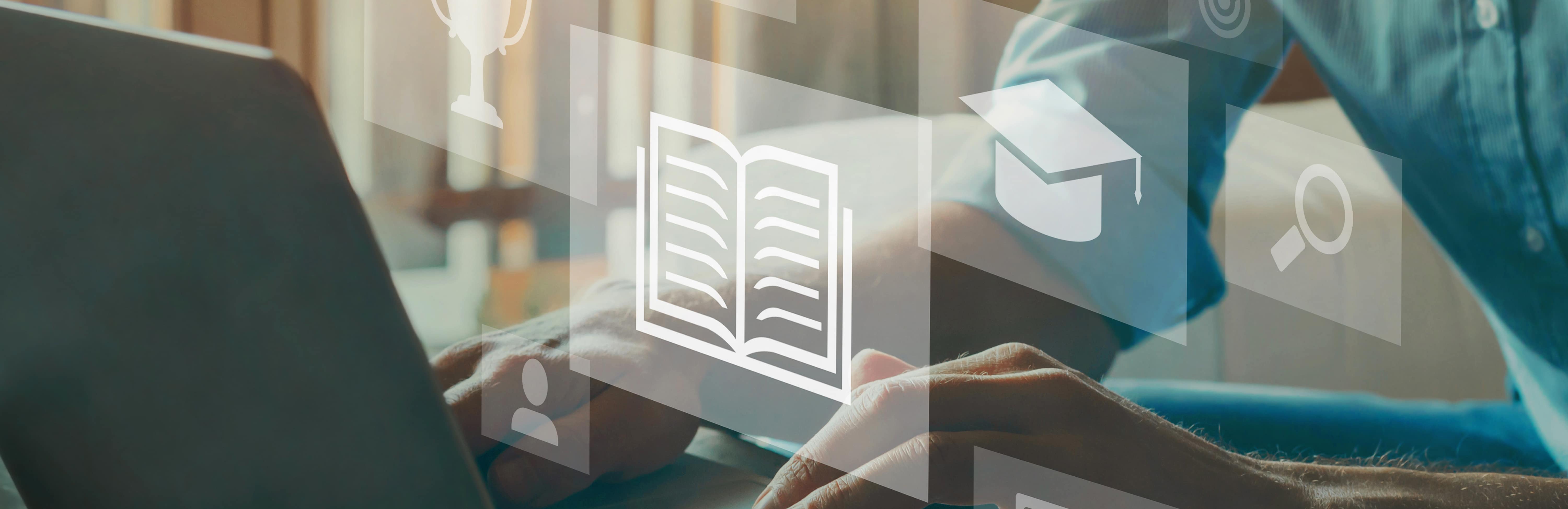 Studying from laptop banner