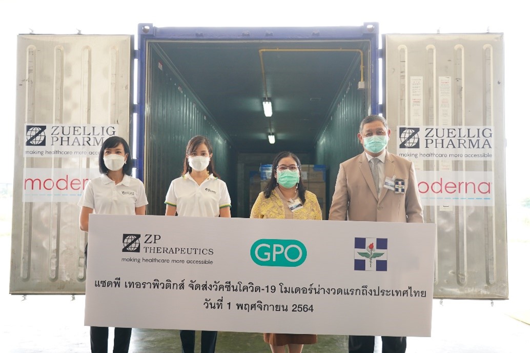 ZP Therapeutics ready to deliver the first shipment of COVID-19 vaccine Moderna to increase vaccine access in Thailand