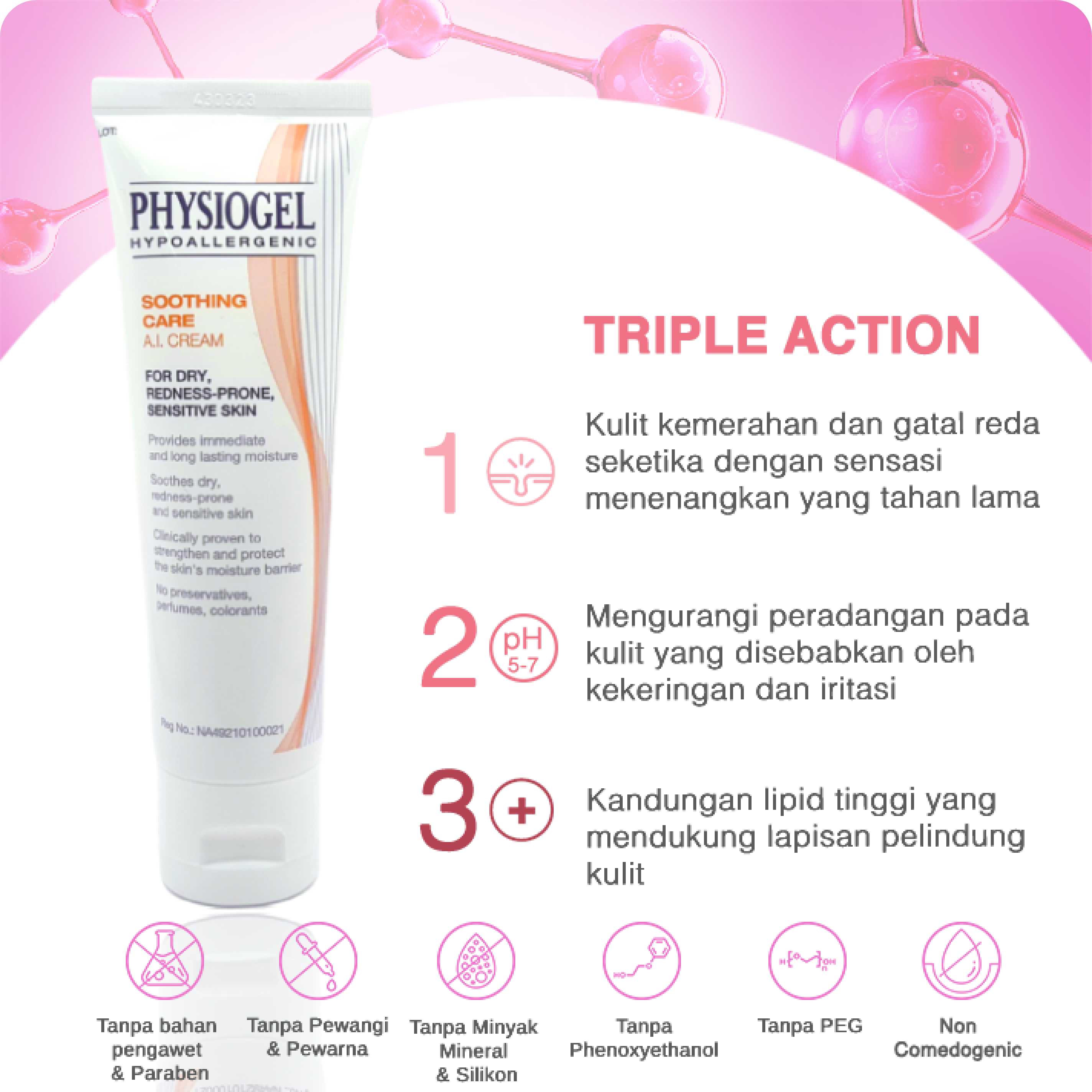 Physiogel Soothing Care A.I. Cream krim alami untuk membantu menenangkan gatal dan kemerahan untuk kulit sangat kering