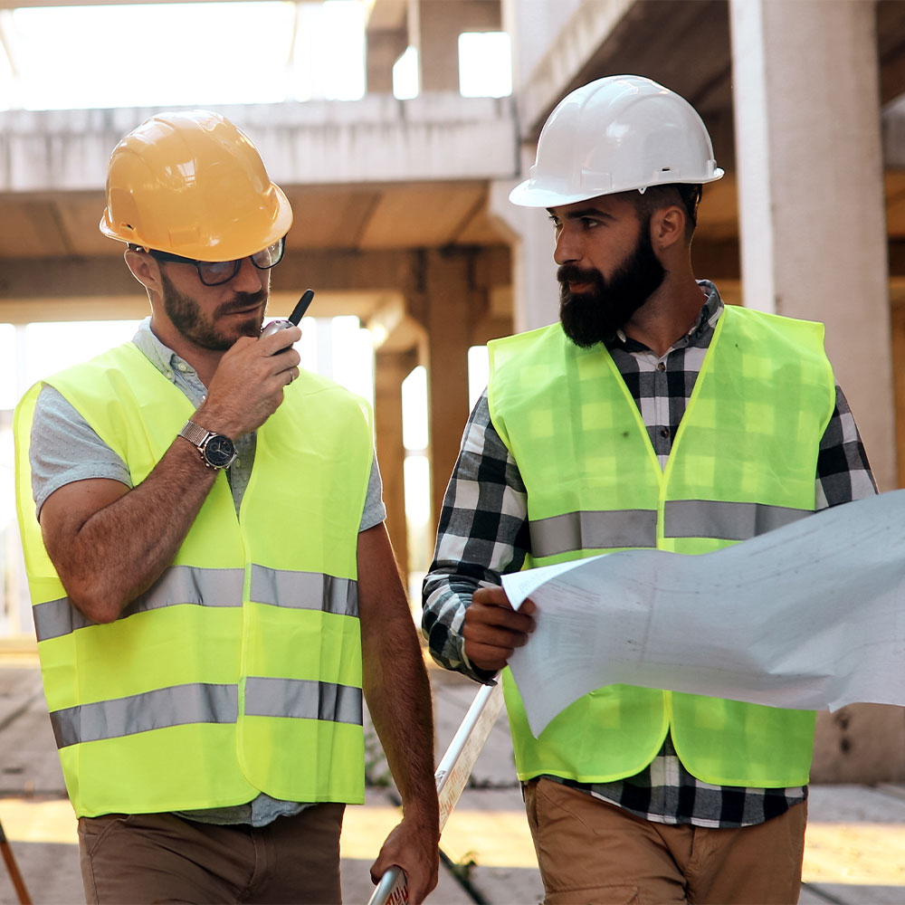 Two engineers on a construction site