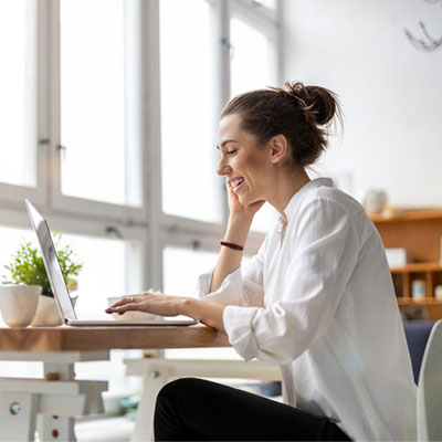 woman working on a laptop