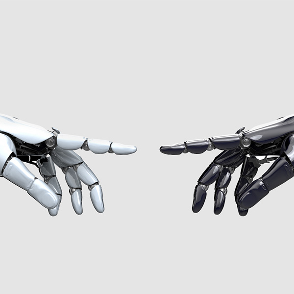 robot hands trying to touch