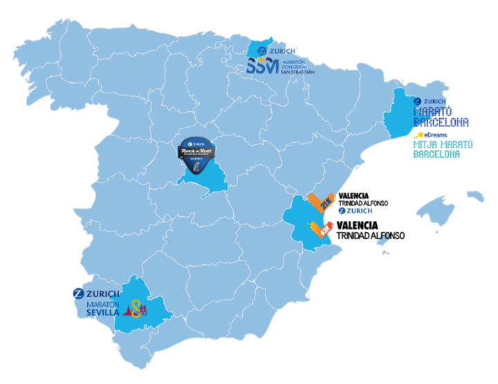 map of the runners in Spain