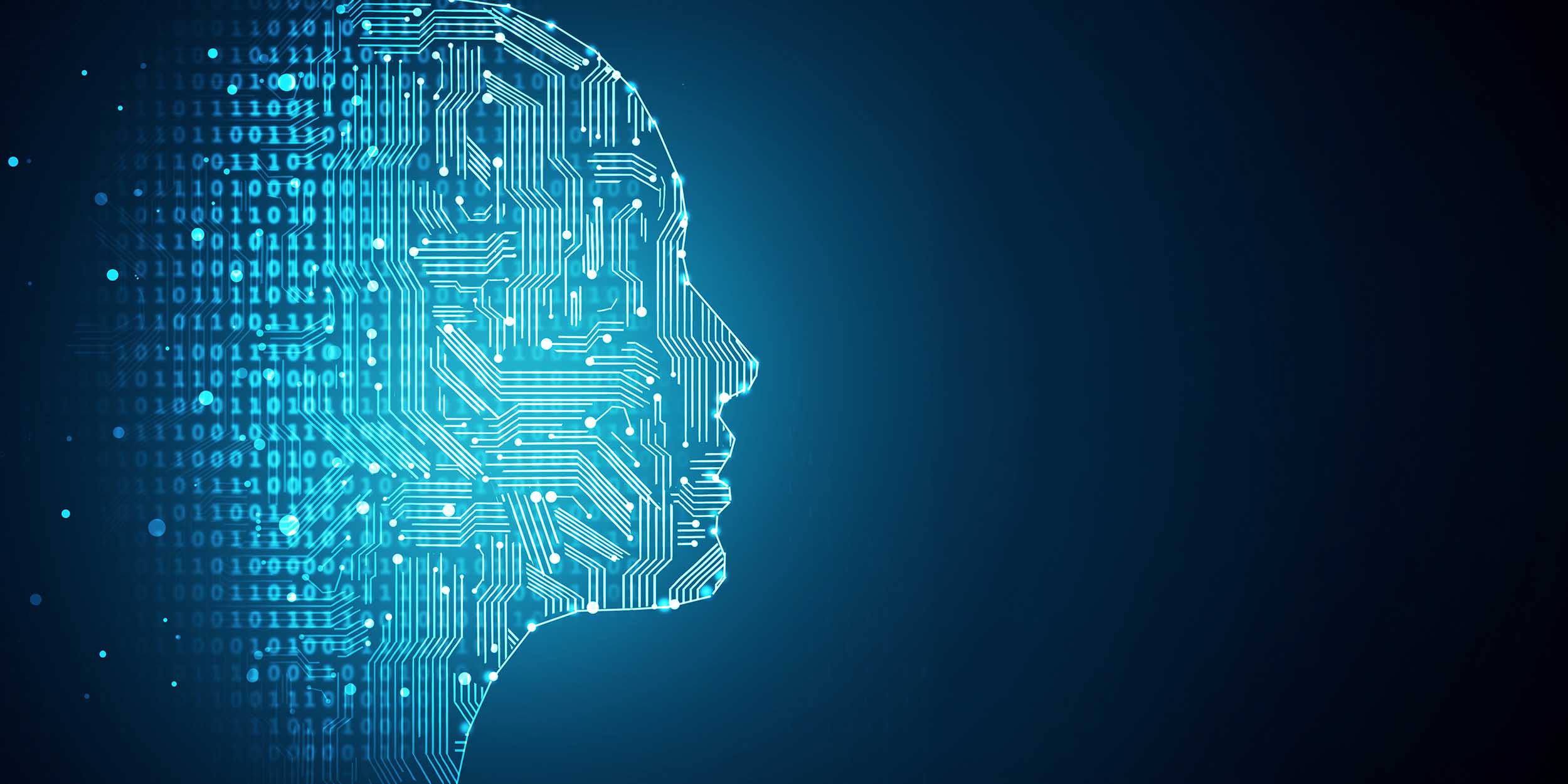 Human head outline with circuit board inside
