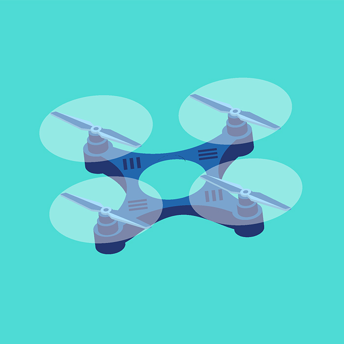An illustration of a flying drone