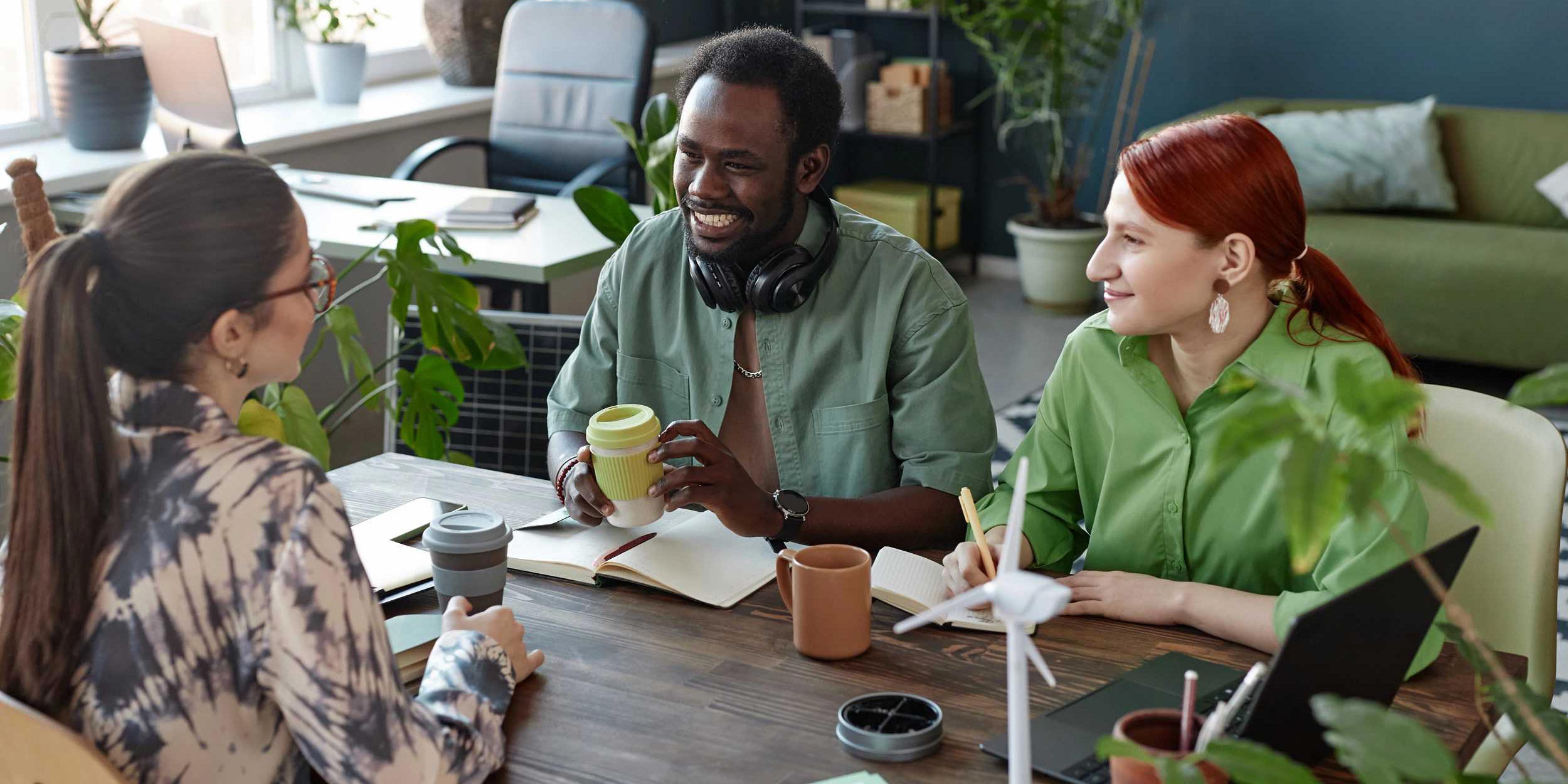 Diverse Business Team in Green Eco Friendly Office