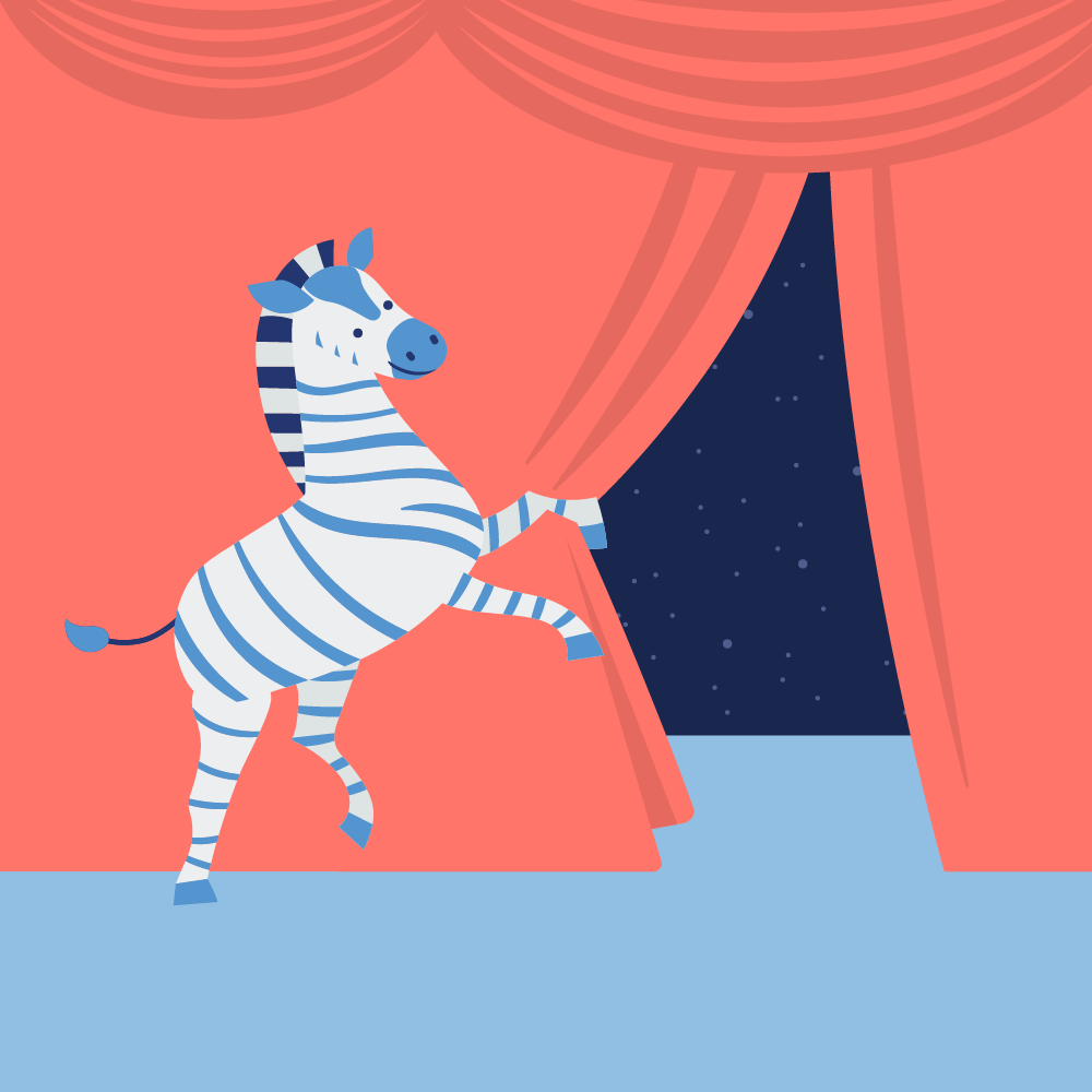 zeek the zebra opens curtains